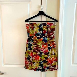 🌸 Vintage Y2K BB Dakota Watercolor Floral Strapless Ruched Mini Dress, Size: 6 ✨